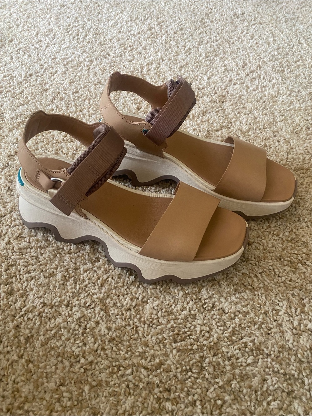 Sorel Tan Platform Sport Sandals with Chunky White Platform